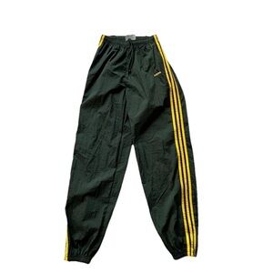 VTG Adidas Nylon Cuffed Trackpants Green / Yellow / Purple Size Small 90s